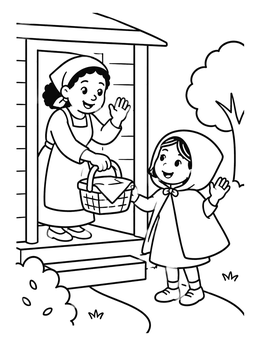 Free printable Little Red Riding Hood Leaving Home coloring page