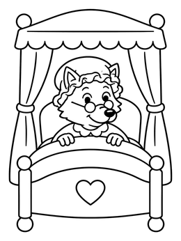 Free printable Big Bad Wolf In Bed coloring page