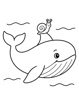 Free printable Little Snail Riding A Whale coloring page