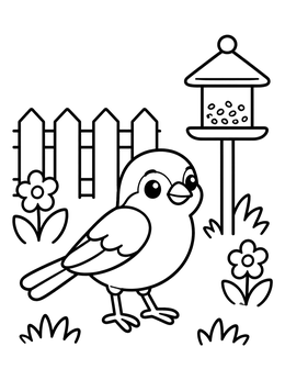 Free printable Little Sparrow In The Garden coloring page
