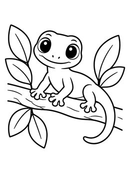 Free printable Cute Baby Gecko On Branch coloring page