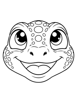 A smiling gecko face looks up in this cute lizard coloring page.