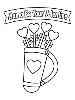 Free printable Valentine Quiver With Heart Arrows coloring page