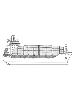 Free printable Loaded Cargo Container Ship coloring page