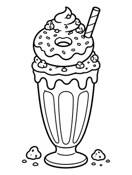 Free printable Loaded Donut Milkshake coloring page