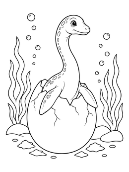 Free printable Baby Nessie Hatching Underwater coloring page