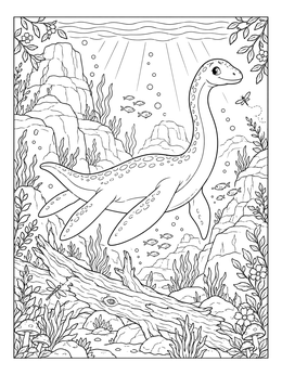 Free printable Friendly Nessie Swimming Underwater coloring page
