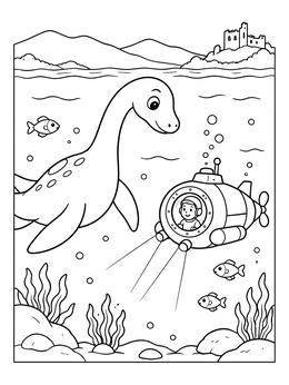Free printable Nessie And The Little Submarine coloring page