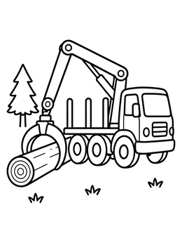 Free printable Log Loader Truck With Crane Arm coloring page