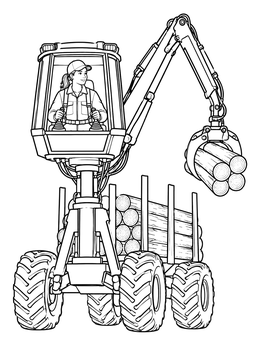 Free printable Forestry Operator In Timber Loader coloring page