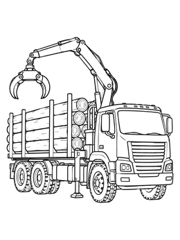 Free printable Timber Truck With Knuckleboom Crane coloring page