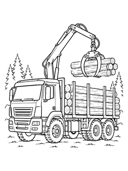 Free printable Timber Truck With Crane Claw coloring page