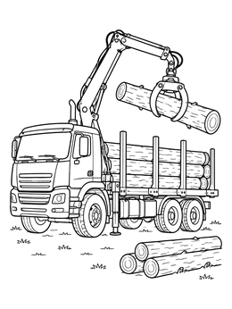 Free printable Logging Truck With Crane Claw coloring page