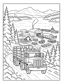 Free printable Logging Truck Driving To Sawmill coloring page