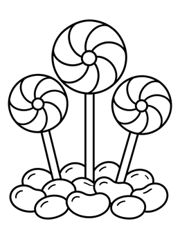 Free printable Lollipops In Jelly Bean Bed coloring page