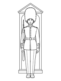 Free printable British Royal Guard At Sentry Box coloring page