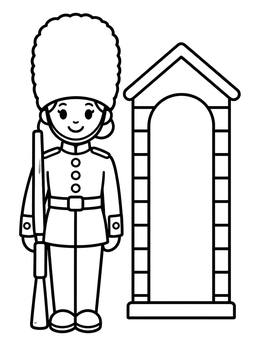Free printable Cute Royal Guard And Sentry Box coloring page