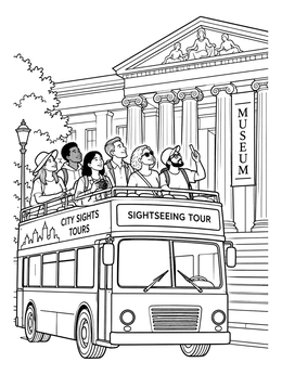 Free printable Sightseeing Bus At The Museum coloring page