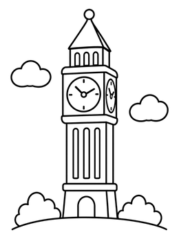 Free printable Simple Big Ben Clock Tower coloring page