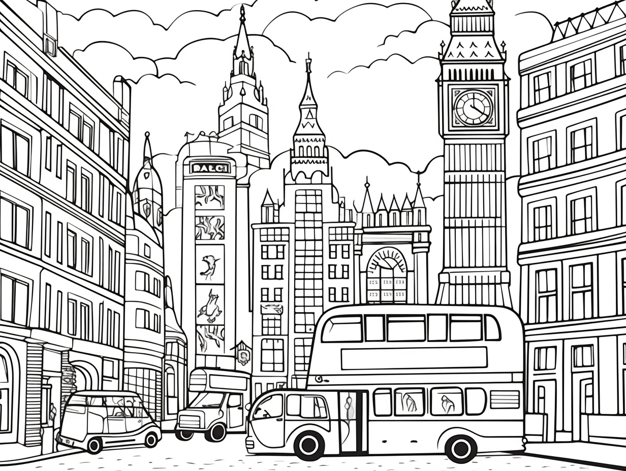 London'S Landmarks Coloring Adventure - Coloring Page