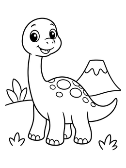 Free printable Cute Baby Sauropod Dinosaur coloring page