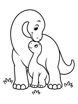 Free printable Mother Sauropod And Baby Dinosaur coloring page