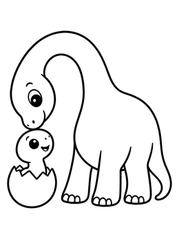 Free printable Mother Sauropod With Hatching Baby coloring page