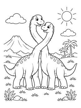 Free printable Playful Young Sauropod Dinosaurs coloring page