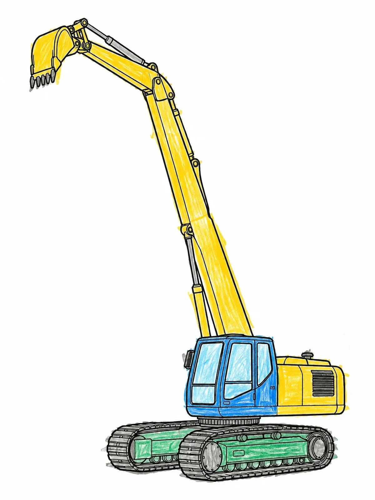 Colored example of the Long Reach Demolition Excavator coloring page