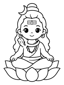 Free printable Cute Little Shiva On Lotus coloring page
