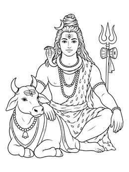 Free printable Lord Shiva Seated With Nandi coloring page