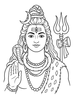 Free printable Lord Shiva With Trishula And Snake coloring page