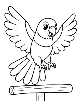 Free printable Lorikeet Landing On A Wooden Perch coloring page