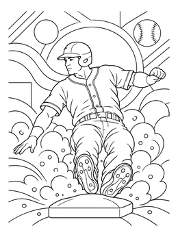 Baseball player sliding into base on this action-packed los angeles coloring page.