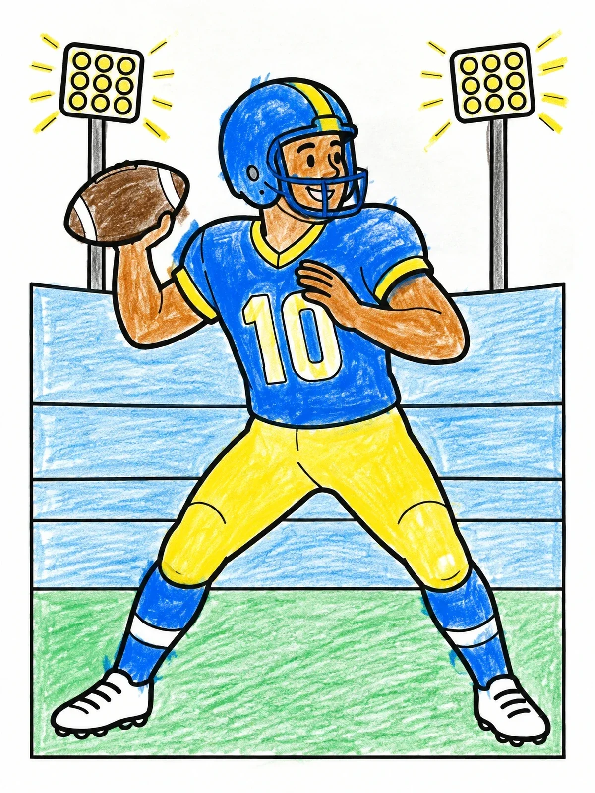 Colored example of the Quarterback Ready To Throw coloring page
