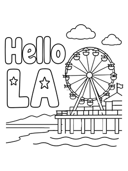 Free printable Hello La Ferris Wheel On Pier coloring page