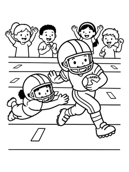 Free printable Kids Playing Football In Stadium coloring page