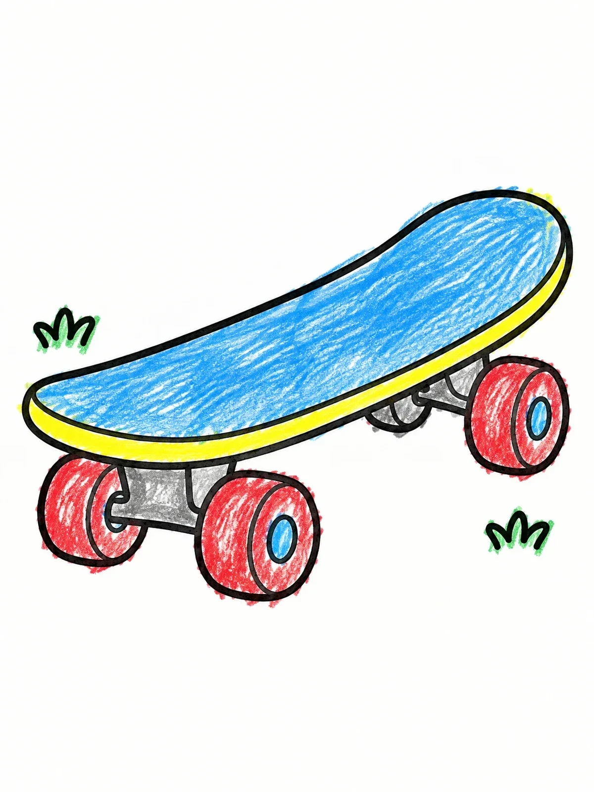 Colored example of the Cool Skateboard On The Ground coloring page