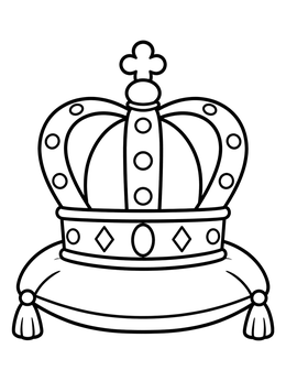 Free printable Royal Crown On Soft Cushion coloring page