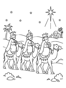 Free printable Three Wise Men On Camels coloring page