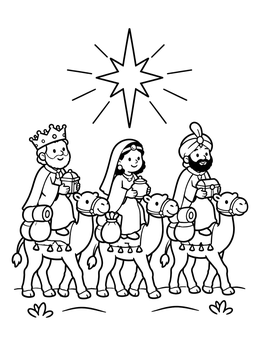 Free printable Three Wise Men On Camels coloring page