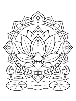 Free printable Lotus Bloom Mandala Design coloring page