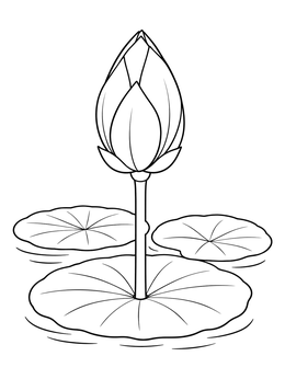 Free printable Lotus Flower Bud And Lily Pads coloring page
