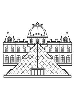 Free printable Louvre Museum And Glass Pyramid coloring page