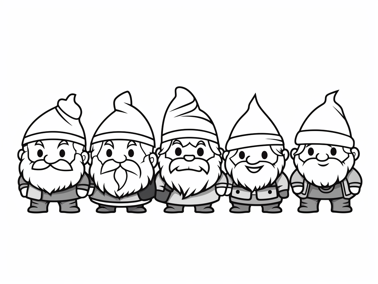 Lovable Seven Dwarfs To Color - Coloring Page