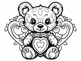 Free printable Lovable Valentine's Bear For Coloring coloring page