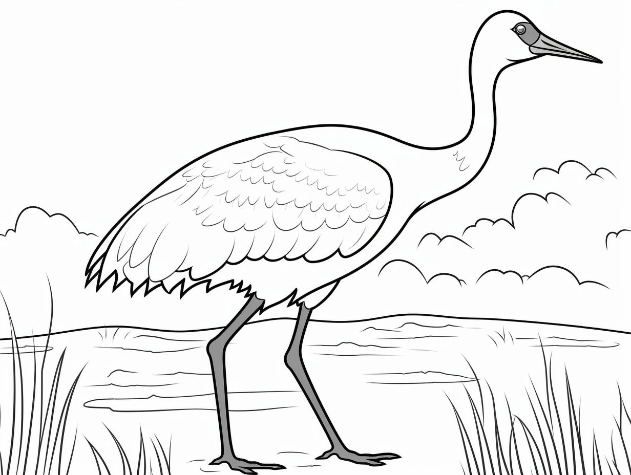 Lovable Whooping Crane Coloring Activity - Coloring Page