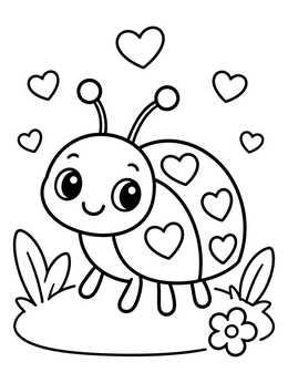 Free printable Cute Ladybug With Heart Spots coloring page