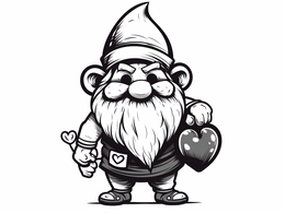 Free printable Love Filled Valentine's Day Gnome coloring page