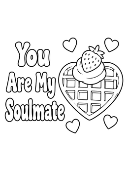 Free printable Heart Waffle Valentine Message coloring page